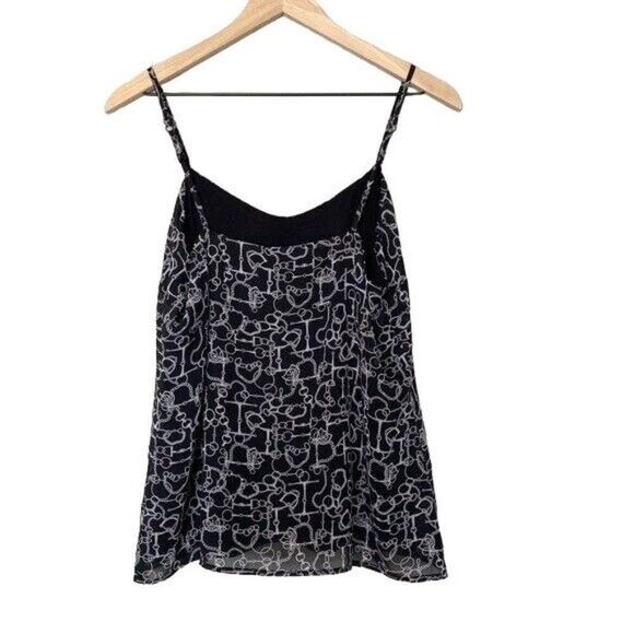 New York & Company Small Black & White Chain Link Spaghetti Strap Tank Top - Picture 3 of 8